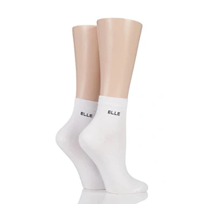 Image of 2 Pair White Bamboo Anklet Socks Ladies 4 8 Elle