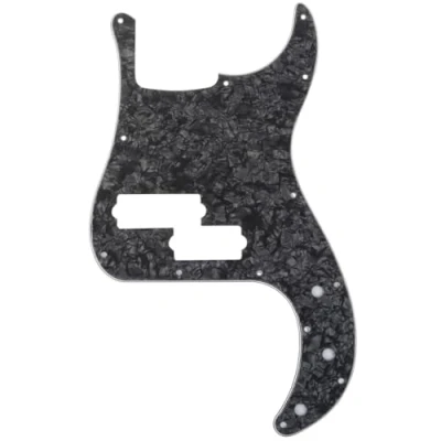 Image of Musiclily Pro 5 String 13 Hole Contemporary P Bass Pickguard for Fender Mexican Precision Bass, 4Ply Black Pearl