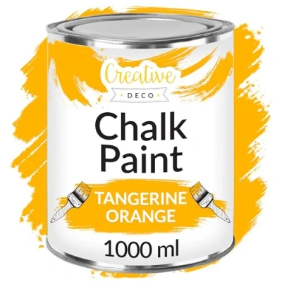 Image of Creative Deco Tangerine Orange Chalk Paint for Furniture 1L Vibrant Matte &amp; Chalky Finish Smooth Touch Interiors Quick Dry Wood Renovation