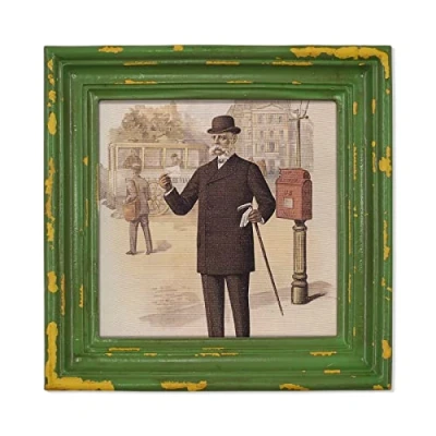 Image of Simon&#039;s Shop 4x4 Photo Frame Shabby Chic Frames inch Square, Distressed Moss Green