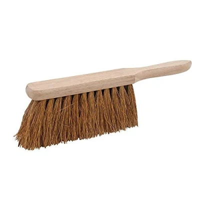 Image of Srendi® Large Strong Metal Dustpan and Brush Set Soft or Stiff Black Dust Ash Pan Coco Fibre Hand Heavy Duty Solid FSC Wood, Sweeping Scrubbing Wooden Brushes (Single Brush)