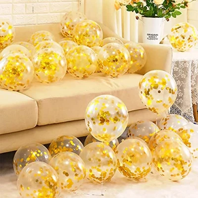 Image of Unisun Confetti Balloons, 20pcs Gold Sequins Balloons Set 12&quot; Inch Latex Party Balloon for Birthday Wedding Baby Shower Anniversary Celebrations Decorations