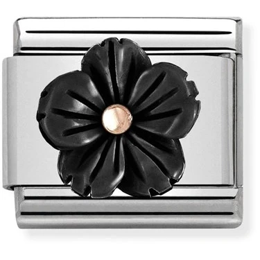 Image of Nomination Black + Rose Gold Flower Charm