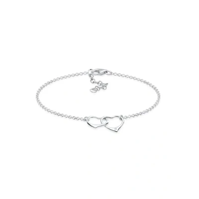 Image of Elli DIAMONDS Bracelet Women Heart Love Entwined with Diamond (0.015 ct.) in 925 Sterling Silver
