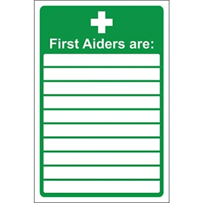 Image of First aiders are Safety sign Self adhesive sticker 300mm x 200mm