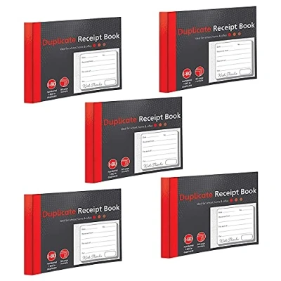 Image of 1 80 Pages Numbered Duplicate Receipt Book, Half Size Book for Business, Home, Office, Shop and Warehouse (5)