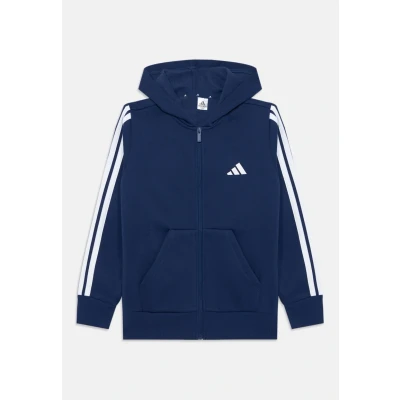 Image of adidas JUNIOR BOYS AND GIRLS ESSENTIALS FULL ZIP HOODIE 11 12Y Dark Blue/White
