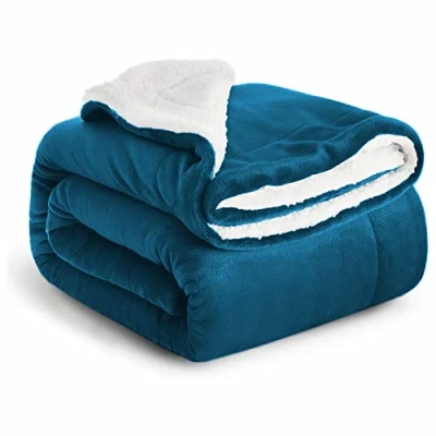 Image of Imperial Rooms Sherpa Fleece Blanket Bed Throws Blankets For Sofas Soft Fluffy Thick Reversible Microfiber Throw (Teal, Super King (230 x 270 Cm))