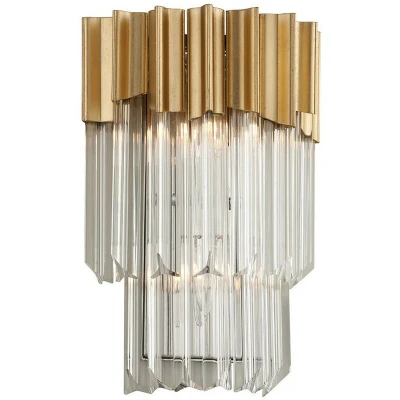 Image of Charisma 2 Light Wall Sconce Gold Leaf Polished Stainless, Crystal