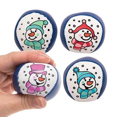 Image of Baker Ross AX439 Mini Snowman Squishie Balls Pack of 6, Stocking Fillers For Children, Small Christmas Gifts, Party Bag Kids, Fidget Toys Pack, 5 cm (1.9 inch)