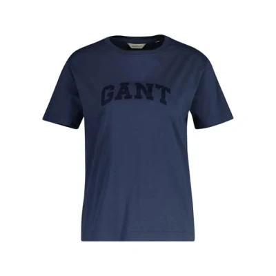 Image of GANT Graphic Print Tshirt, Women&#039;s, Size: XS, Prussian blue