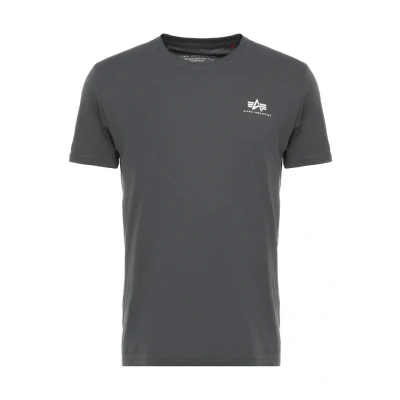Image of Alpha Industries Men&#039;s Basic T Small Logo Shirt, Greyblack, S
