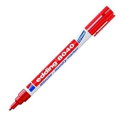 Image of edding 8040 laundry marker red 1 pen round nib mm textile for labelling clothes, wash resistant at 95C