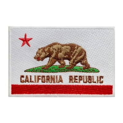 Image of California State Flag Patch, Patch Embroidered Iron on Sew Badge for Clothes etc. 9x6 cm