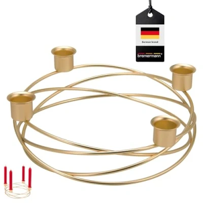 Image of Bremermann candle holder, wreath shape, for stick candles / table candles, holder (gold).