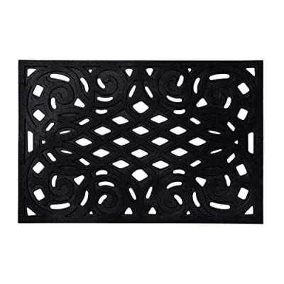 Image of Nicoman Outdoor Doormat Decorative Stair Mats Heavy Duty Drainage Dirt Trapper Porch Rubber Skid Proof Anti Slip (Medium, Black Bold, 75 x 44cm)