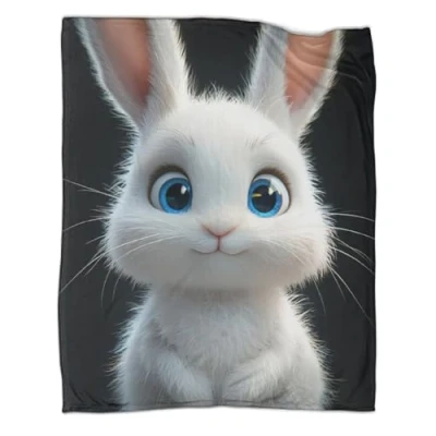 Image of QIACVYDKZ Rabbit Plush Blanket 3D Print Sherpa Cute Pattern Fleece Throw Soft Fuzzy Warm Microfiber Sport Bedding for Bed Couch 40x50inch(100x130cm)