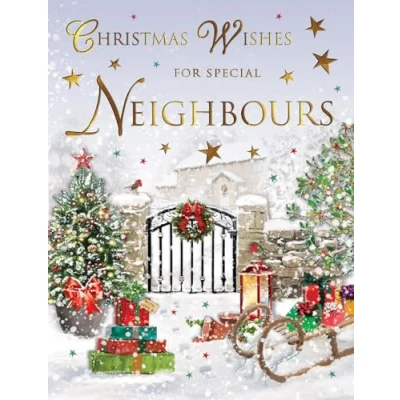 Image of Regal Publishing Christmas Card For Special Neighbours Gate scene 8 x 6 inches
