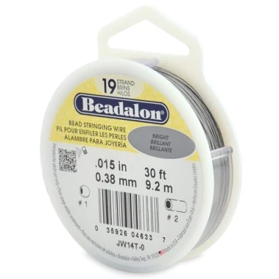 Image of Beadalon Stainless Steel Bead Stringing Wire, Bright, .15 in / 0.38 mm