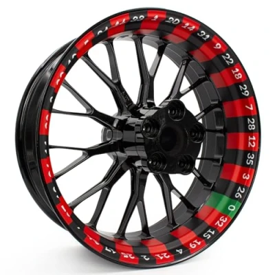 Image of 4 Piece Rim Bed Sticker Set for 17 Inch Rims Complete Decorative Film Motorcycle Edge Self Adhesive Waterproof UV Resistant MR021 (02 Roulette)