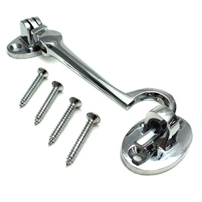 Image of Polished Chrome Silent Cabin Hook 4&quot; Silver Door Latch/Catch
