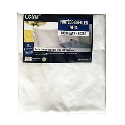 Image of Colas Normand Vega Fleece Absorbent Pillow Cover 60 x cm Recycled Cotton and Polyester Greensphère Anti Mite Bacterial Soft Durable Zipper