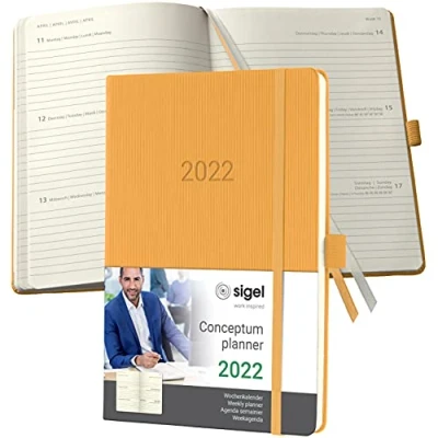 Image of Sigel C2268 Conceptum Weekly Planner 2022 14,8 x 21,3 cm hardcover 192 Pages Orange