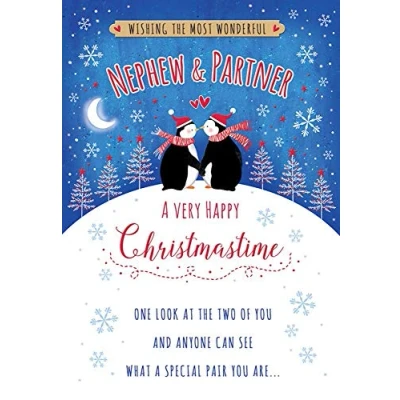 Image of Piccadilly Greetings Traditional Christmas Card Nephew &amp; Partner 9 x 6 inches