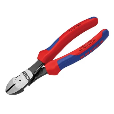 Image of Knipex High Leverage Diagonal Cutter black atramentized, with multi component grips 180 mm (self service card/blister) 74 12 SB