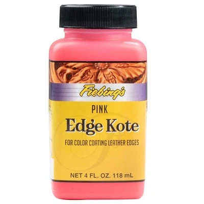 Image of Fiebing&#039;s Edge Kote (4oz, Pink) Leather Paint for Shoes, Furniture, Purses, Couches, Belts Flexible, Water Resistant, Semi Gloss Color Coating Dye to Protect Natural Edges