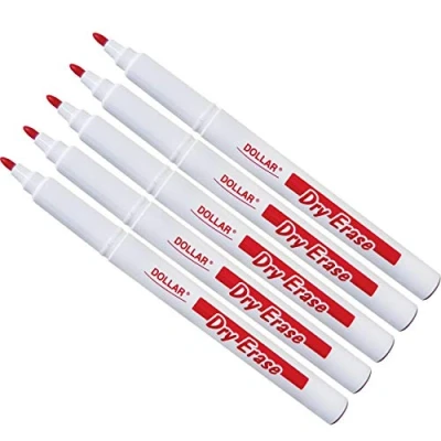 Image of Dry Erase Everyday Use Whiteboard Marker Pens Easy Wipe School Office Business (5 x 1.0mm Medium RED + 4 PATEL Ball Black Pens)