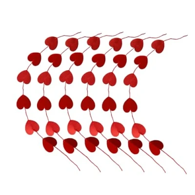Image of Vanyibro&#039;s Red Hearts Glitter Garlands with Sparkle and Shine,Perfect for Valentines Day, Anniversaries, Weddings