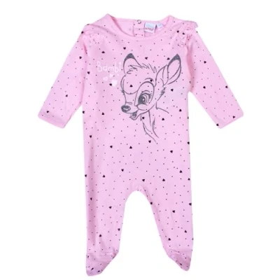 Image of Disney Bambi Girls Sparkle Print Long Sleeve Baby Grow Pink 24 Months