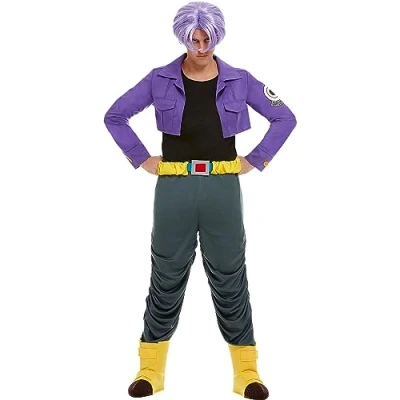 Image of Funidelia Trunks Costume Dragon Ball for man Manga, Saiyan, Cartoons adults accessory fancy dress &amp; props Halloween, carnival parties Size L Purple