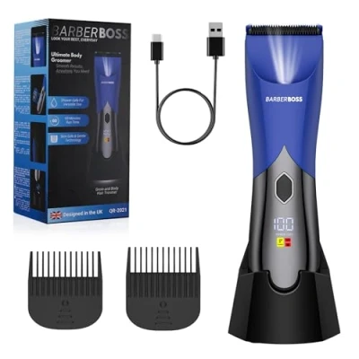 Image of BarberBoss Mens Ball Shaver: Groin &amp; Body Hair Trimmer, Groomer Men, Pubic Trimmer for Shavers Men&#039;s Pube Balls Men QR 2021