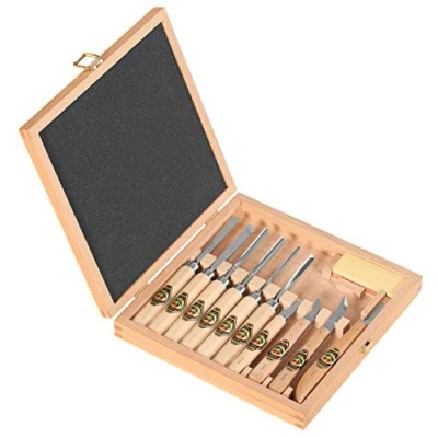 Image of Kirschen 3441000 Number 3441 Chip Carving Set in Wooden Box Multi Colour (11 Piece)