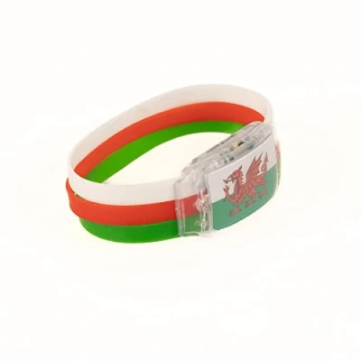 Image of Wales Flag LED Bracelet Wristband Welsh Fan Armband Dragon CYMRU Football Euro Cup World Support St David&#039;s Day