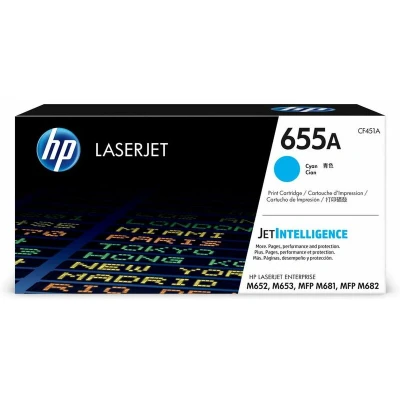 Image of HP 655A Original LaserJet Toner Cartridge Cyan CF451A