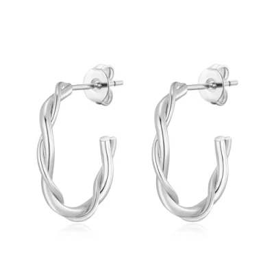 Image of Philip Jones Silver Plated 20mm Twisted Hoop Earrings