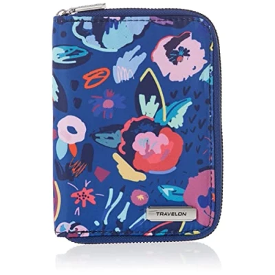 Image of Travelon RFID Blocking Passport Zip Wallet, Mod Floral, 4 x6 .5