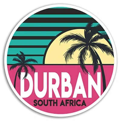 Image of 2 x 10cm Durban Vinyl Stickers Africa Fun Travel Sticker Laptop Luggage #18049 (10cm Wide)