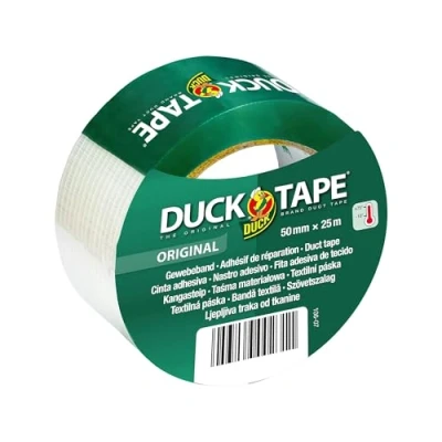 Image of Duck Tape 106 07 Original Fabric Tape, Self Adhesive with Waterproof Surface, Duct Extra Strong for Indoor &amp; Outdoor Use, 50 mm x 25 m