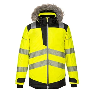 Image of Portwest PW3 Hi Vis Winter Parka Jacket Yellow/Black 4XL