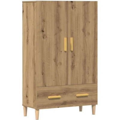 Image of vidaXL Highboard Artisan Oak Industrial Style Sideboard in Engineered Wood, 70 x 31 115 cm, Storage Cabinet with Doors and Drawer, Modern Metal Feet for Living Room