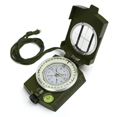 Image of GWHOLE Compass Waterproof Hiking Military Navigation with Pouch Lanyard, English User Guide Included