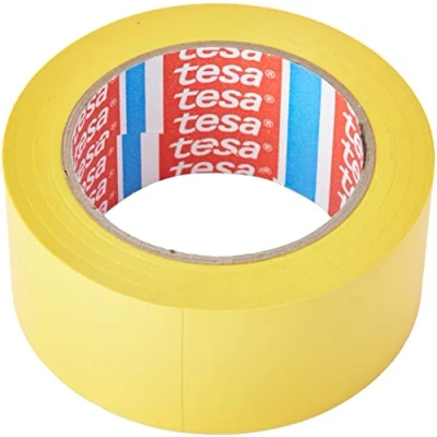 Image of tesa PVC Floor and Lane Sports Hall Marking Tape, 33 m x 50 mm Yellow 6 Rolls