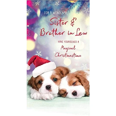 Image of Piccadilly Greetings Cute (Photo) Christmas Card Sister &amp; Brother in Law,purpleredpinkbeige,9 x 5 inches