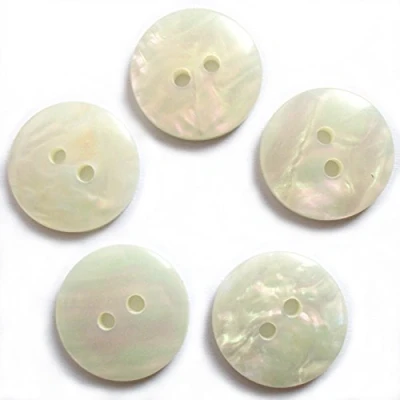 Image of Mother of Pearl Effect Colour Buttons Round 2 Hole Pack 5 (White, 18mm)