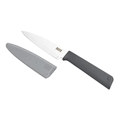 Image of Kuhn Rikon Colori+ Classic Straight Paring Knife with Safety Sheath, 20cm, Grey