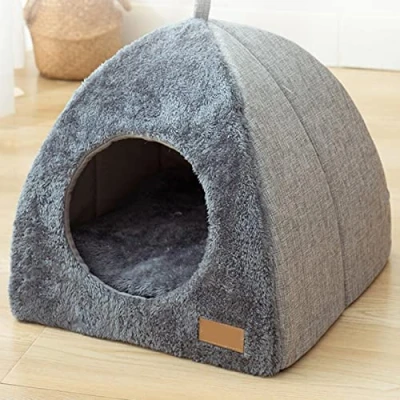 Image of pologmase Cat Bed For Indoor Cats, Pet Dog Cave Bed, Tent Igloo Cats/Small Dogs, Kitten Tent, House With Removable Washable Cushion